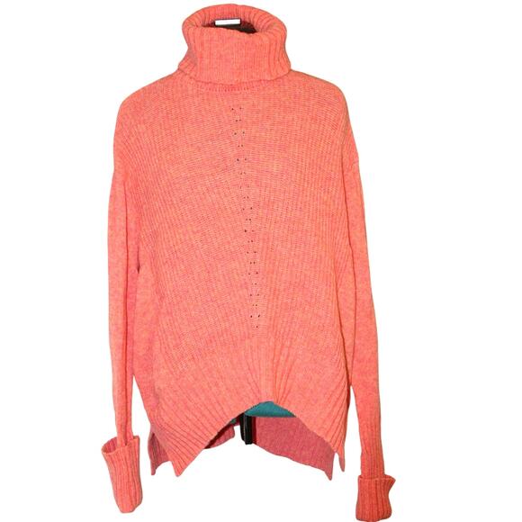 Moth by Anthropologie Coral Wool Turtleneck Sweater Oversized Fit Women’s Small - Picture 1 of 4